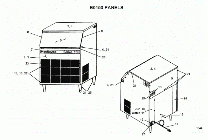 Manitowoc B150 Series (150 Series) Ice Machine Parts Diagram | nt-ice