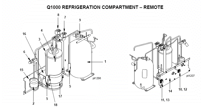Manitowoc Q1000 Series Ice Machine Parts Diagram - Models in series