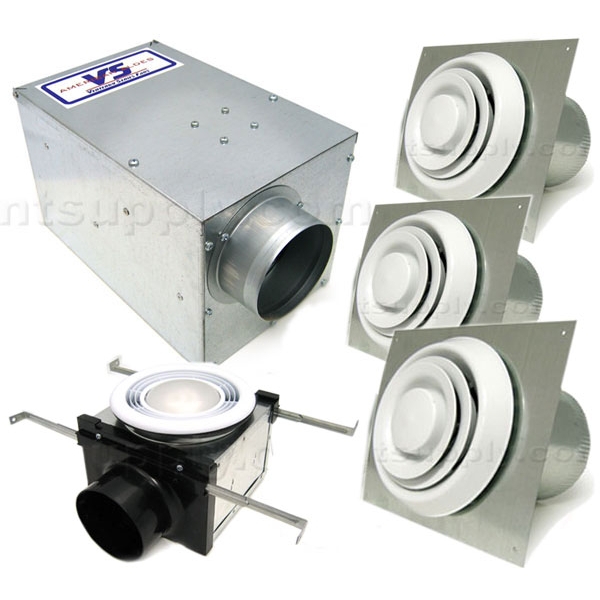 Aldes Bath Fan Kit With Multi-Port Exhaust Fan 3 Grilles, Lighted Grille  - MBFK-AGLF-4 image