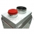 Close-up of intake collars. 8" collar is for conditioned air, 6" collar is capped and can be used to bring in outdoor air.
