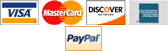 We accept Visa, MasterCard, Discover, American Express, PayPal and Google Checkout