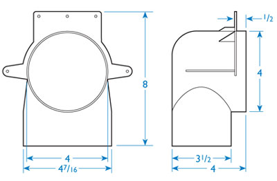 Fantech Low Profile Elbow For 4 Duct Fel4 Fantech Low Profile Elbow For 4 Duct Fel4